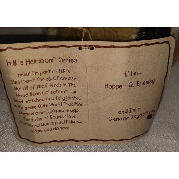 Boyds Bear Bunny Plush Stuffed Animal Hopper Q Buns Fully Jointed Has tags 12" - Picture 8 of 12